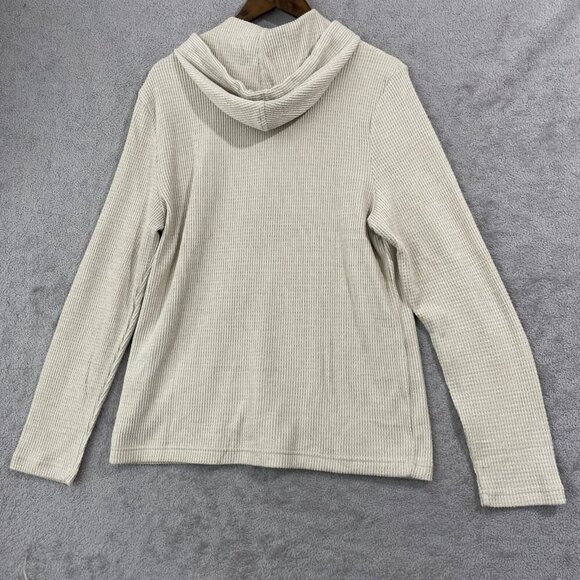 NEW Rainforest Men's M Beige Waffle Knit Hooded Pullover Sweatshirt - Picture 3 of 5